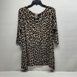 Chico’s animal print women’s top tunic high low size 2